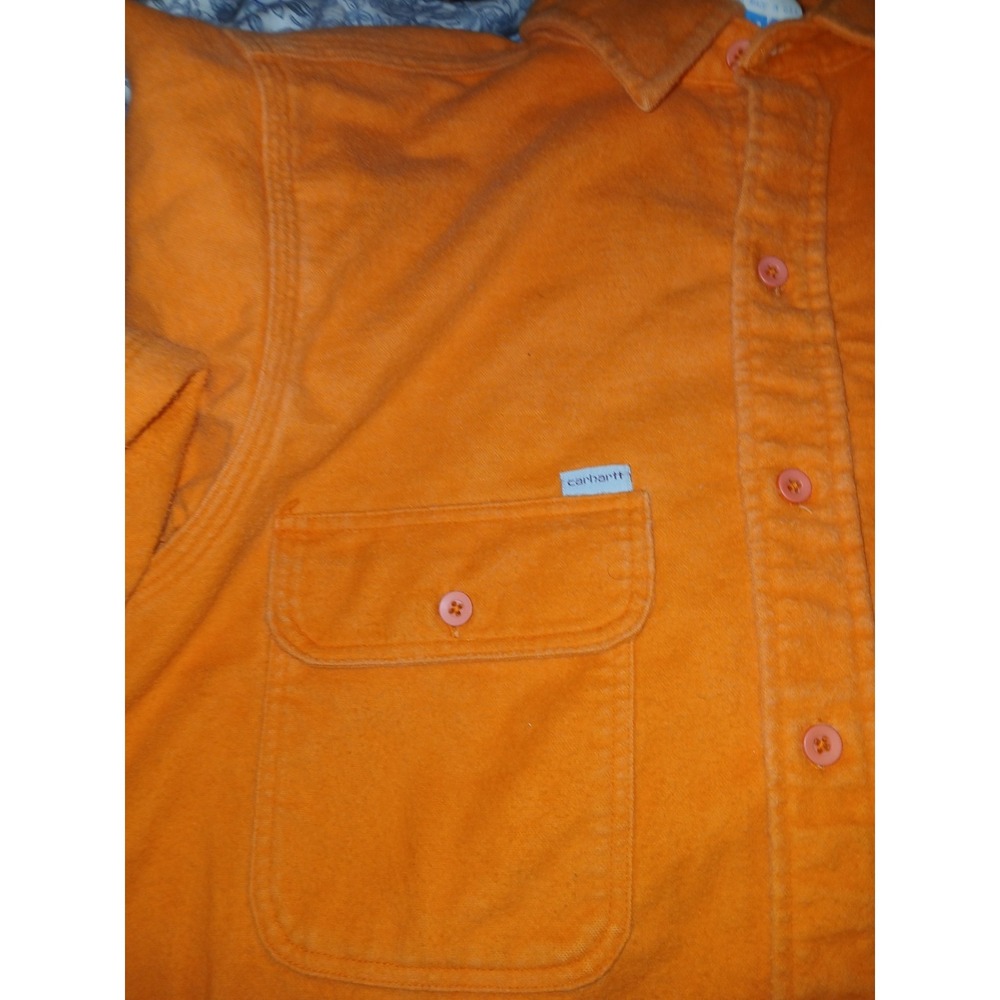 Vtg Carhartt Rugged Outdoor Wear Shirt Men's Med Orange Chamois Flannel Work USA - Picture 10 of 12